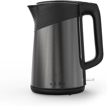 AENO Electric Kettle EK3-UK, 1.7L, Double Wall SS304, 1850-2200W, Strix Controller, Boil-Dry Protection, LED Indicator, 360&deg; Base, Silent, Metallic Gray
