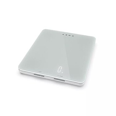 AENO KS1S Smart Kitchen Scale, 8kg Max load, Bluetooth, 10,000+ products &amp; meals, 25Nutritional indicators analysis, Coffee mode, 6 unit conversion: kg, g, lb, fl, oz, ml, Tempered glass, White