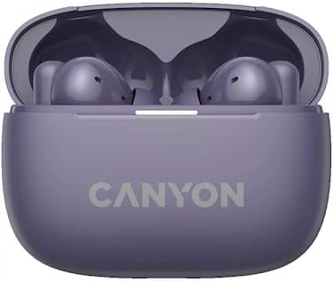 CANYON CNS-TWS10PL True Wireless Bluetooth Earbuds with Charging Case, Touch Control, Built-in Mic, Up to 20 Hours Playtime, Compact Design &ndash; Purple
