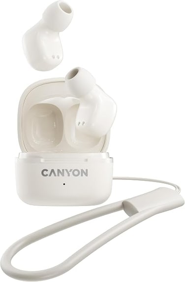 CANYON True Wireless Stereo Headset OnGo 4 Mini Bluetooth 5.3, Bluetrum Chipset, Deep Bass, Compact Design, Touch Control, Up to 24H Playtime with Charging Case, Lightweight and Comfortable, Beige