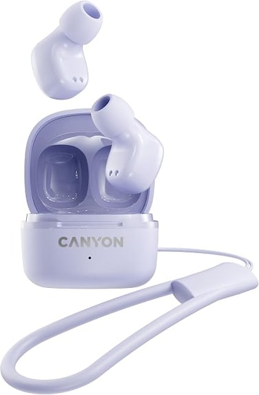 CANYON True Wireless Stereo Headset OnGo 4 Mini Bluetooth 5.3, Bluetrum Chipset, Deep Bass, Compact Design, Touch Control, Up to 24H Playtime with Charging Case, Lightweight and Comfortable, Purple