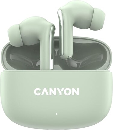 CANYON True Wireless Stereo Headset OnGo 9 Bluetooth 5.4, Deep Bass, Touch Control, Quick Charge, Up to 30H Playtime with Charging Case, Compact Design, Green