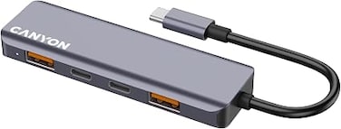 CANYON DS-18 5-in-1 USB-C HUB, 5 Ports for Laptop, Smartphone, Tablet   High-Speed Data Transfer up to 10Gbps   Compact Design, Compatible with Windows, macOS, Android, Grey