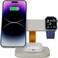 CANYON Hexagon WCS-310 3-in-1 Wireless Charging Station for iPhone, Apple Watch &amp; AirPods, 15W Fast Qi Charger, Magnetic Alignment, LED Indicator, 20W Adapter, LightGrey/Orange
