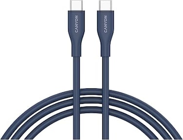 CANYON USB-C to USB-C Cable 60W Fast Charging, 1m Silicone Cable, 480Mbps Data Transfer, Power Delivery, Durable Soft Cord for Smartphones, Tablets &amp; Laptops, Dark Blue