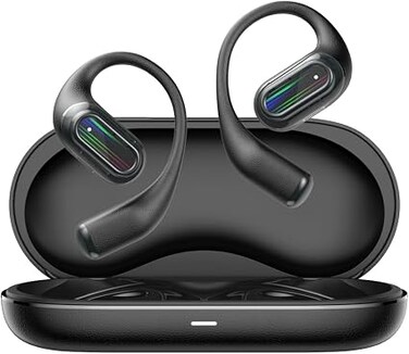CANYON OnFlow 12 Open-Ear Wireless Headset, BT 5.4, 4-Mic ENC, 50H Total Playtime, Air Conduction, Ear-Hook Design, Lightweight Sports Headphones, Black
