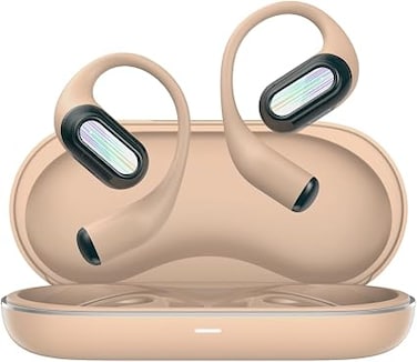 CANYON OnFlow 12 Open-Ear Wireless Headset, BT 5.4, 4-Mic ENC, 50H Total Playtime, Air Conduction, Ear-Hook Design, Lightweight Sports Headphones, Beige