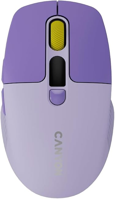 CANYON MW‑26 Wireless Mouse, Dual Mode 2.4GHz &amp; Bluetooth, Silent Click, LCD Battery Display, Adjustable DPI up to 2400, Rechargeable USB‑C, Violet