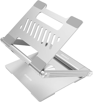 CANYON Laptop Stand with Detachable 6-in-1 USB-C Hub OnStand 2, HDMI 4K 60Hz, 2x USB-A 3.0, USB-C 3.0, RJ45, 100W PD Charging, 360&deg; Rotating Foldable Aluminum Stand White