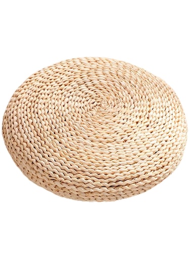 Sitting Cushion Round Straw Weave Handmade Floor Pouf Soft Widely Applied Flexible 45x45cm