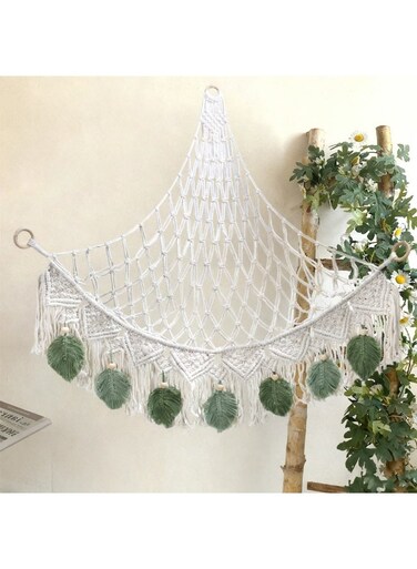 rope triangular net bag hand-woven green tassel hanging net bag toy storage bag 110*110*120CM; 750G