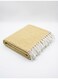 130 x 160 cm Cotton Herringbone Horizontal Throw Yellow Blanket - 400GSM Premium Decorative Tassel Woven Cover for Sofa Couch Bed and Travel Boho Decor