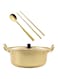 MAKINGTEC 1 Set Korean Cooking Ramen Pot, with 1pair Lid Spoon and Chopsticks, Double Handle Korean Ramen Noodle Pot Korean Stockpots (6inch/ 16cm)