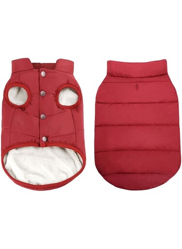 MAKINGTEC Windproof Dog Winter Coat, Waterproof Dog Jacket Warm Dog Vest Cold Weather Pet Apparel with 2 Layers Fleece Lined for Small Medium Large Dogs Size M