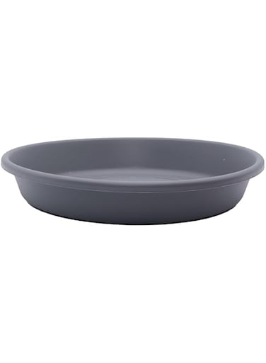 The HC Companies 13.88"x13.88"x2.5" Round Plastic Classic Saucer to Prevent Drips/Spills Indoor &amp; Outdoor in Warm Gray Color, Pairs with 14" Round Classic Warm Gray Planter