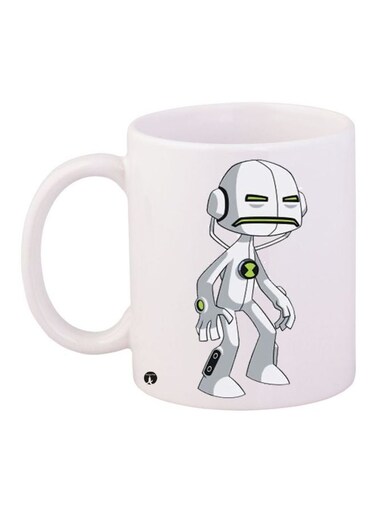 Robot Cartoon Printed Coffee Mug White/Grey/Green