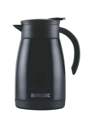 BOROSIL VACUUM INSULATED STAINLESS STEEL TEAPOT   TEA POT   THERMAL FLASK   THERMOS   CARAFE   JUG   COFFEE POT   FOR WATER, COFFEE, TEA   BLACK 750 ML
