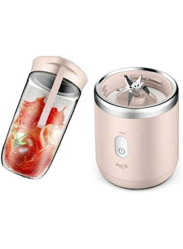 Deerma NU05 Mini USB Blender Bottle Portable Travel Juicer Cup Food Fruit Smoothie Maker Mixer Rechargeable 400ml   PTCG   21000rpm   Double Click To Open   3h Fast Charge   Sports Cup Cover - Pink
