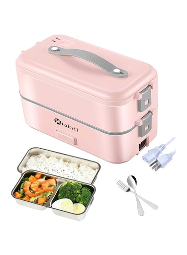 MIAINTL Electric Lunch Box Container - Food Heater Heatup For Adult Kids Lunch Warmer in Office/Home/Travel Rice Cooker Egg Steamer 220v (Pink)