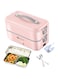 MIAINTL Electric Lunch Box Container - Food Heater Heatup For Adult Kids Lunch Warmer in Office/Home/Travel Rice Cooker Egg Steamer 220v (Pink)