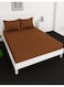 Deep Fitted Bed Sheet +2Pcs Pillow Covers, King/Queen/Double/Single Sizes, Color Brown, Depth 30cm