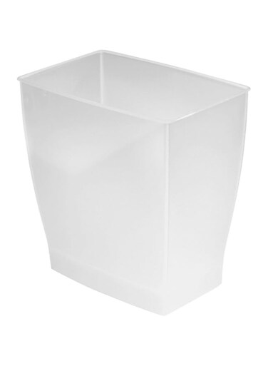 iDesign 64720 Spa Rectangular Trash Can, Waste Basket Garbage Can for Bathroom, Bedroom, Home Office, Dorm, College, 2.5 Gallon, Frost