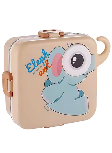Kids Lunch Box Stainless Steel Insulated &acirc;&euro;&ldquo; Double Decker Leakproof Bento Box with Spoon, Soup Bowl, Dishwasher Safe, Durable, Perfect for School or Travel 1120ml (Elep New Cream)