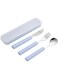 SYOSI Flatware Set Children Utensils Set 18/10 Stainless Steel Child Silverware Knife Spoon Fork Set with Travel Case for Kids Lunch Box 3-Piece (Blue)