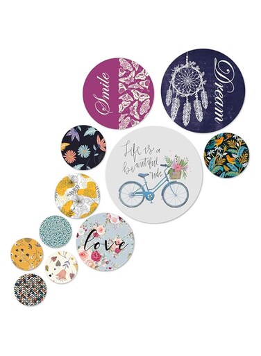 RAG28 Wooden Wall Decor Set of 11 (SPW1) Multicolour