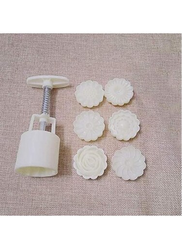 50g 6+1 Chinese Flowers Pattern Mooncake Mold Set Fondant Candy Pineapple Cake