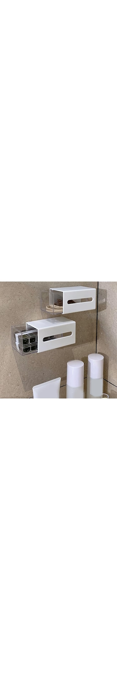 Cryfokt Wall Mount Drawer Organizer, Plastic Multi Compartment Drawer Storage Boxes for Washroom Bathroom, Clear Anti Dust 6 Cell Storage Drawer for Cotton Swabs Hair Clips Sanitary Napkin