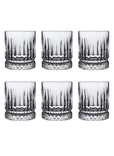 Set, Set Of Six, Striped Cut Transparent Cup, Can Be Used For Drinking Water, Coffee, Tea, Juice, Milk, 350Ml