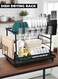 2 Tier Dish Drying Rack with Utensil Holder Cutting Board Holder &amp; Drainboard Tray Dish Drainer Rack for Kitchen Counter Scratch Resistant