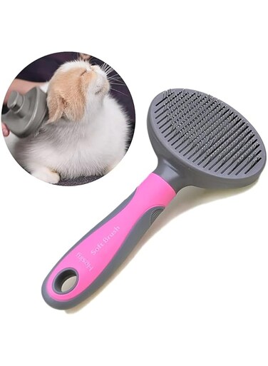 Rayyan Cat Grooming Brush,Cat Brush with Release Button,Self Cleaning Slicker Brushes for Dogs Cats Pet Grooming Brush Tool Gently Removes Loose Undercoat,Tangled Hair Slicker Brush for Pet Massage