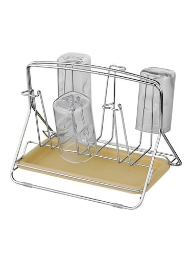 Glass Storage Rack Silver 18.7x31.3x36.8cm