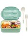 Bento Boxes for Adults - 1400 ML Bento Lunch Box For Kids Childrens With Spoon &amp; Fork - Durable Perfect Size for On-the-Go Meal, BPA-Free and Food-Safe Materials (Green)