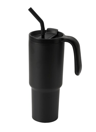 Larsen Forza 360 Recycled Stainless Steel Tumbler Eco-Friendly Spill-Proof Tumbler with 360&Acirc;&deg; Branding Best for Corporate Gifting, Men Women &amp; Kids - 900 ml Black