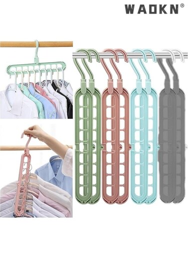 Space Saving Clothes Hangers Multifunctional Smart Closet Organizer Premium Wardrobe Clothing Cascading Hanger 9 Slots, Innovative Design for Heavy Clothes, Shirts Pants Dresses Coats(8 Pack)