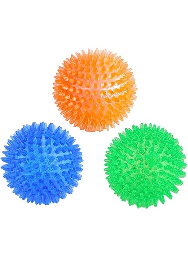 3 PCS Dog Toy Squeaker Ball for Pet Training, Spiky Ball Squeaky Ball with High Bounce