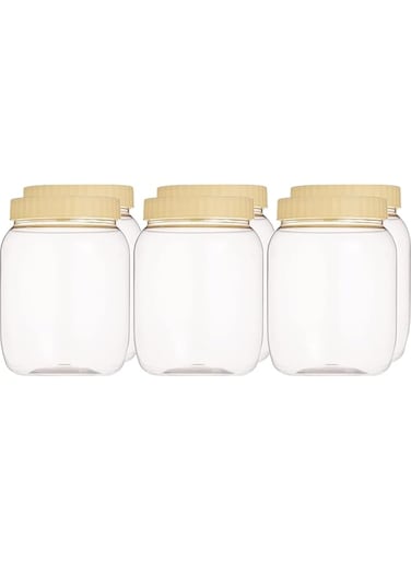 Plastic Spice Storage Jars with Airtight Lids, Clear Food Containers for Kitchen, 750ml Canisters for Snacks, Spices, Coffee, Dry Fruits, Pulses, Candy, and Pantry Organizer