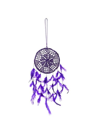 RABARIKAA Handmade Bohemian Dream Catcher with Feathers and Beads for Positive Energy, Peaceful Sleep, and Beautiful Home Decor for Loved Ones, and Bedroom Wall Hanging Purple
