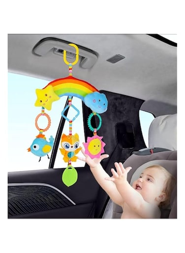 Stroller Toys &amp; Car Seat Toys for Babies 0-6 Months, Hanging Rattle Toy Clip on Toy for Crib Stroller Car Seat Baby Toy,Sensory Plush Animal Toys Learning Toy Plush Animal Toys for Newborn Baby