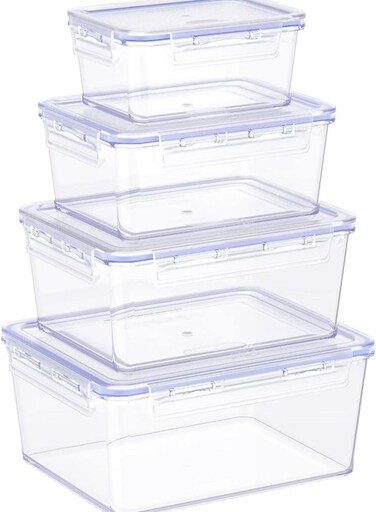 Lock2Go 4-Pcs. Set of Food Storage Containers with Lids 300, 600, 900, 1200 ml