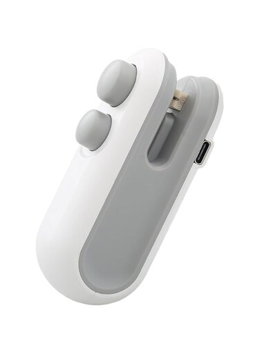 Tazweeq Mini Bag Sealer, Rechargeable 2-in-1 Bag Sealer Heat Seal With Cutter, Portable Bag Sealer Mini, Plastic Bag Sealer for Snacks and Fresh Food Storage (White)