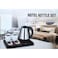 Electric Kettle with Welcome Tray Set (1500ml) &ndash; Stainless Steel Kettle with 2 Ceramic Cups and Organizer Base
