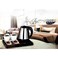 Electric Kettle with Welcome Tray Set (1500ml) &ndash; Stainless Steel Kettle with 2 Ceramic Cups and Organizer Base