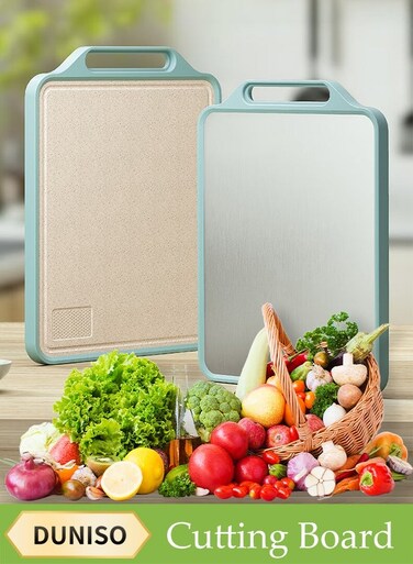 Double-Sided Cutting Board, Easy To Clean, Food-Grade Cutting Board, Cutting And Mincing Pad, Thickened Stainless Steel, Durable, Non-Slip And Mildew-Proof, Suitable For Kitchen Household Meat, Vegetables, Fruits, Cheese, Etc.