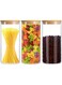 Ellenge Glass Storage Jars with Lids 1000ML Set of 3 - High Borosilicate Glass Airtight Kitchen Food Canisters Cylinder Clear Preserving Seal Containers with Bamboo Lid for Canning Cereal,Pasta