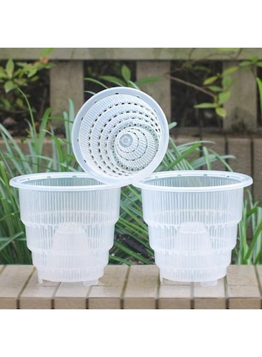 Meshpot Clear Plastic Orchid Pots With Holes - 3 Pack (2Pcs 6 Inch Pot,1Pc 5 Inch Pot)