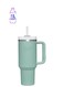 40 oz Insulated Tumbler with Lid &amp; Straw &amp; Handle, Stainless Steel Double Vacuum Thermal Cup with Handles, Maintains Cold, Heat, and Ice for Hours (Green)